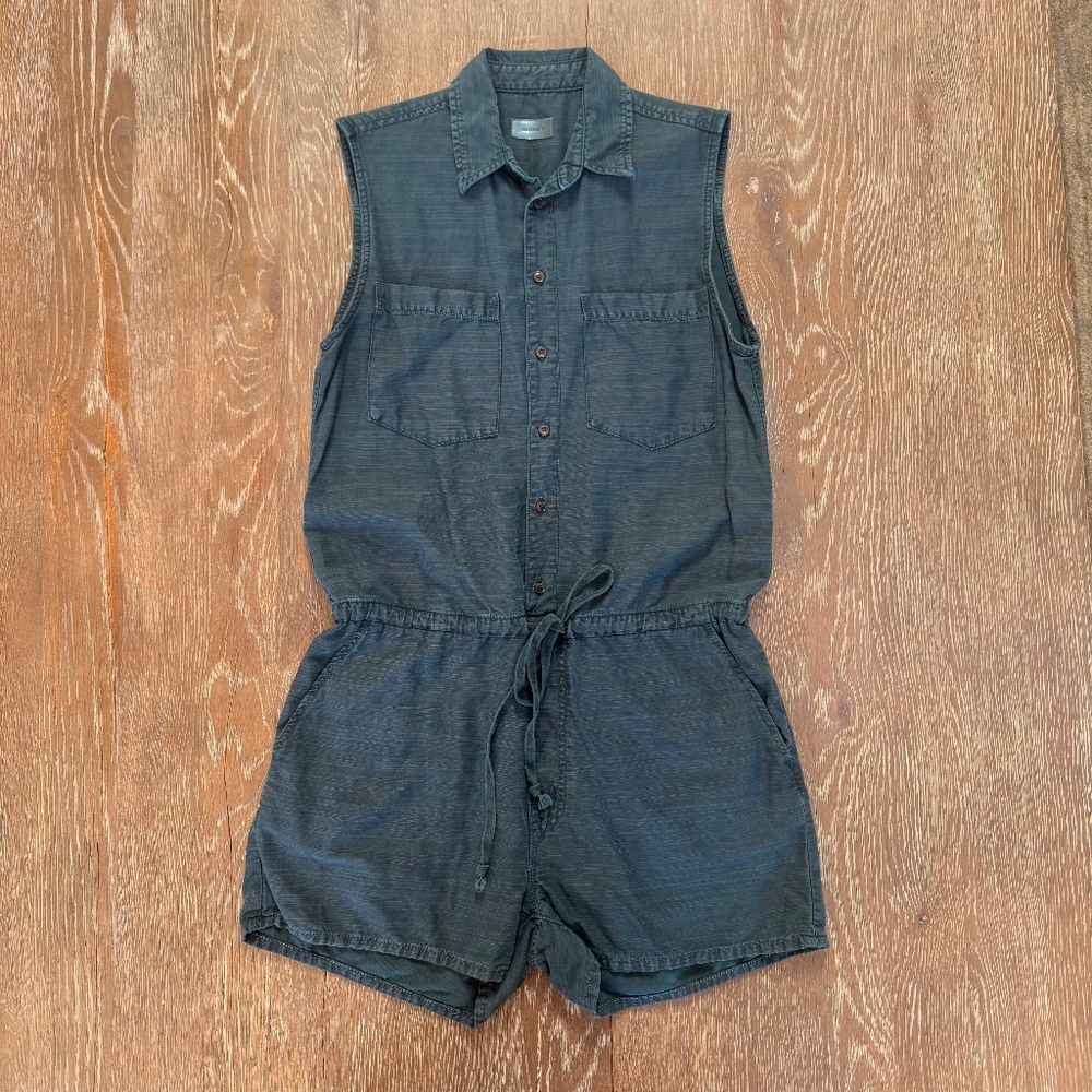 MOTHER denim sleeveless shorts romper w pockets  in Teal Size M - Picture 3 of 15